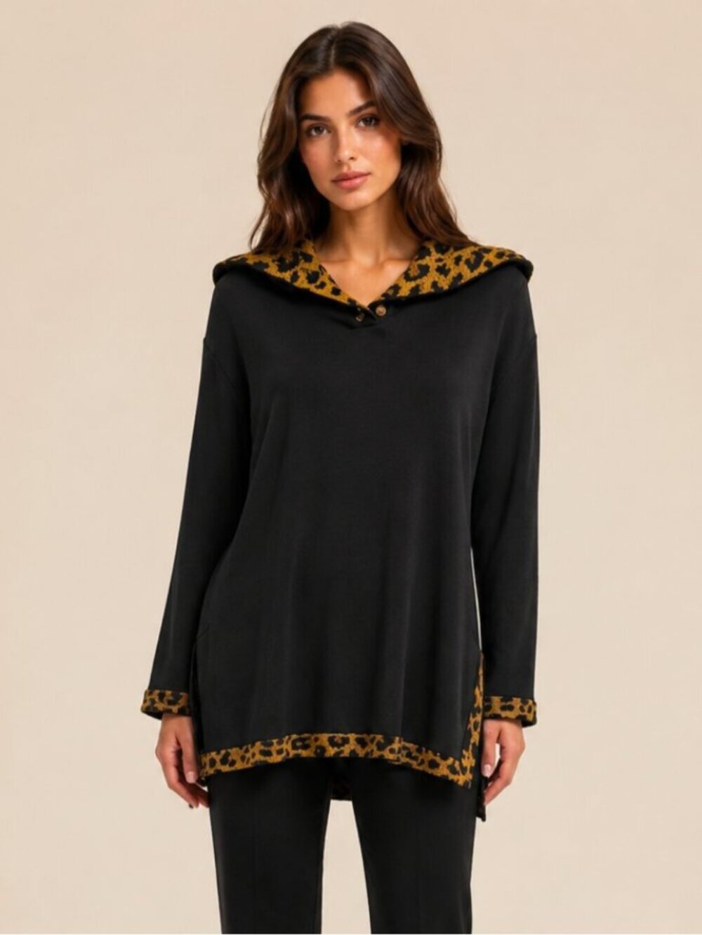 Vintage Christian Dior Boutique Black Leopard Wool Sweater 0748